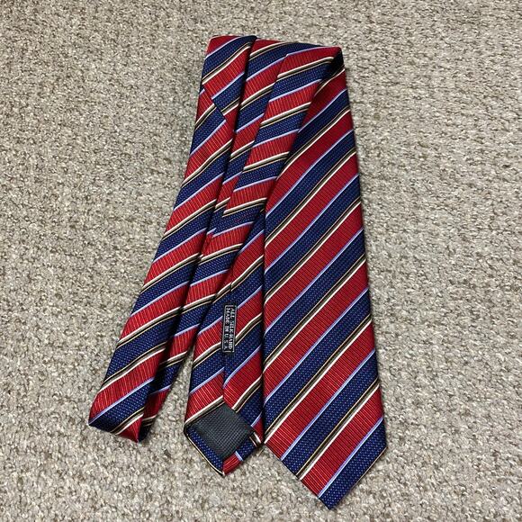 J.Z. Boulder Tie Blue Red Formal Preppy USA Hand Sewn University Stripe Silk - Picture 3 of 4